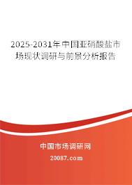 2025-2031年中国亚硝酸盐市场现状调研与前景分析报告 2025-2031年中国亚硝酸盐市场现状调研与前景分析报告