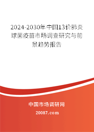 2024-2030年中国13价肺炎球菌疫苗市场调查研究与前景趋势报告