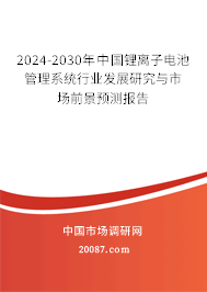 2024-2030年中国锂离子电池管理系统行业发展研究与市场前景预测报告