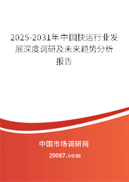 2025-2031年中国快运行业发展深度调研及未来趋势分析报告 2025-2031年中国快运行业发展深度调研及未来趋势分析报告
