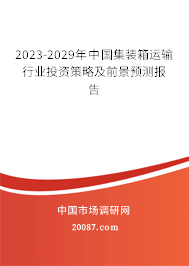 2023-2029年中国集装箱运输行业投资策略及前景预测报告