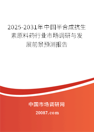 2025-2031年中国半合成抗生素原料药行业市场调研与发展前景预测报告 2025-2031年中国半合成抗生素原料药行业市场调研与发展前景预测报告