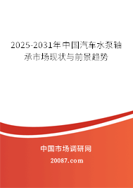 2025-2031年中国汽车水泵轴承市场现状与前景趋势 2025-2031年中国汽车水泵轴承市场现状与前景趋势