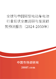 全球与中国轻型电动车电池行业现状全面调研与发展趋势预测报告（2024-2030年）