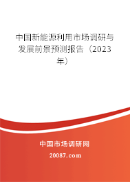 中国新能源利用市场调研与发展前景预测报告（2023年）