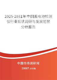 2025-2031年中国蓄电池检测仪行业现状调研与发展前景分析报告 2025-2031年中国蓄电池检测仪行业现状调研与发展前景分析报告